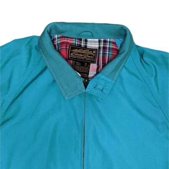 Eddie Bauer VTG 90s Teal Flannel Lined Jacket Men's Spring Coat Grandpa Medium - Picture 6 of 12
